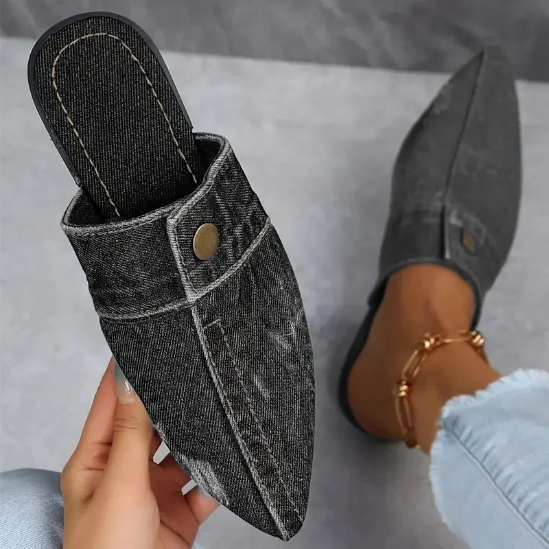 Mules Puntige Neus Denim Effect Élise