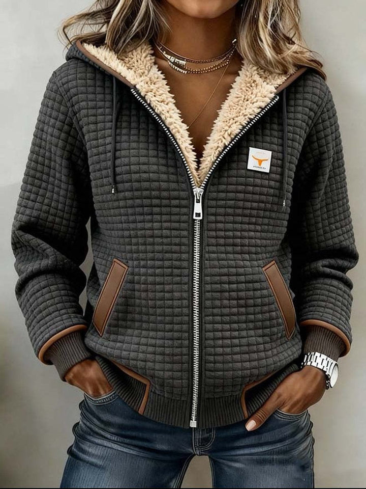 Sandra | Sherpa-Voering Gequilt Zip-Up Hooded Jacket