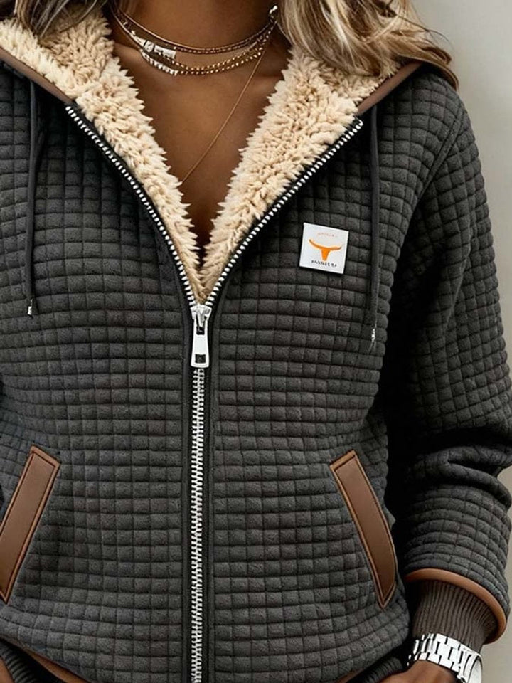 Sandra | Sherpa-Voering Gequilt Zip-Up Hooded Jacket