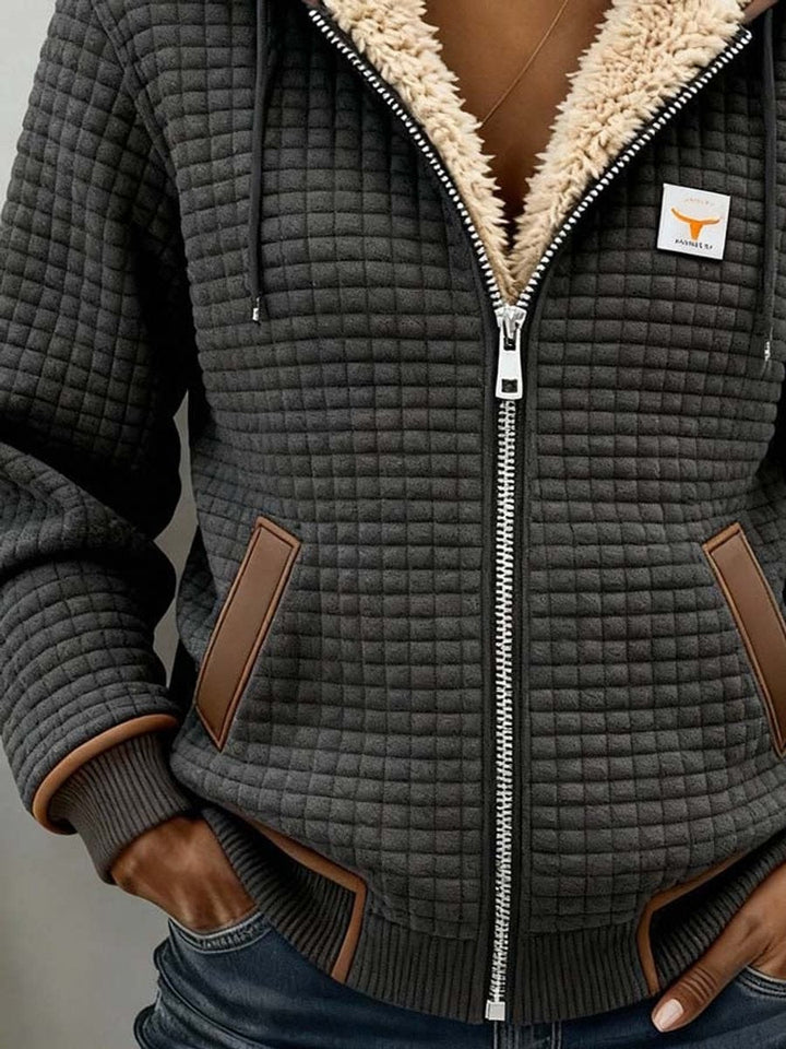Sandra | Sherpa-Voering Gequilt Zip-Up Hooded Jacket