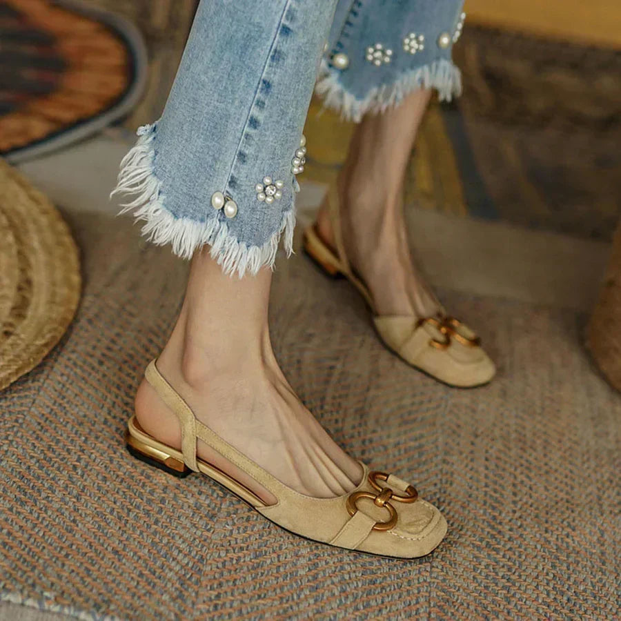 Mocassins Met Achterband en Blokhak Martine