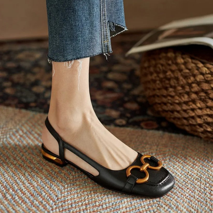 Mocassins Met Achterband en Blokhak Martine