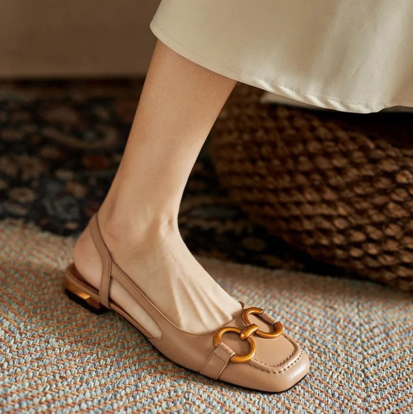 Mocassins Met Achterband en Blokhak Martine