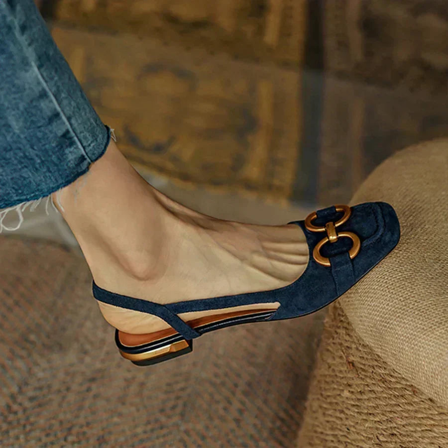 Mocassins Met Achterband en Blokhak Martine