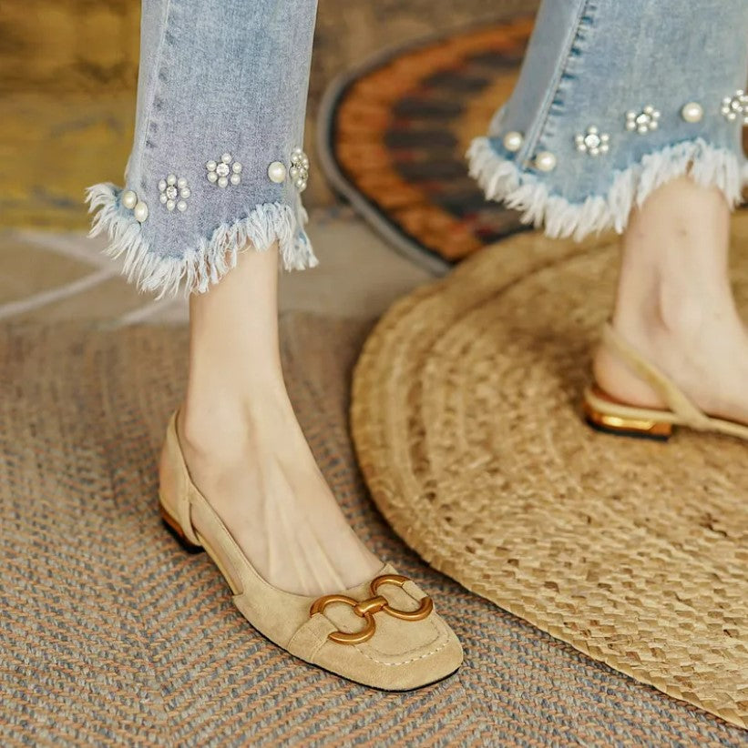 Mocassins Met Achterband en Blokhak Martine